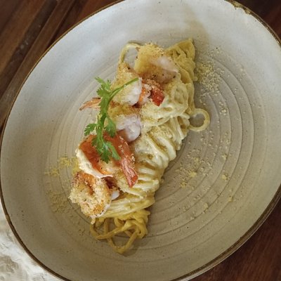 Mì Ý tôm sốt kem tại Infiniti Cafe & Resto Côn Đảo