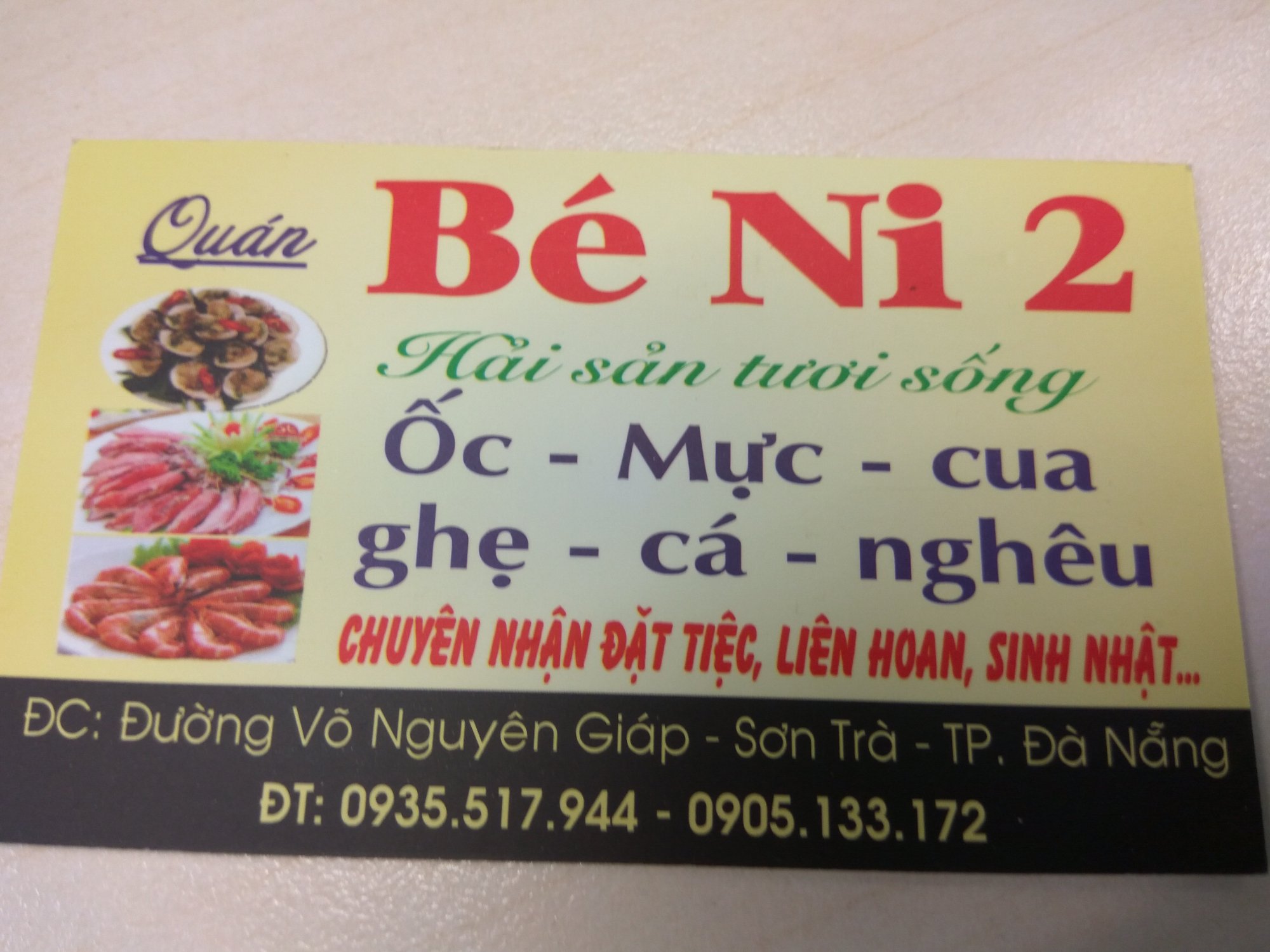 Chi tiết trải nghiệm tại Nhà Hàng Hải Sản Bé Ni 2
