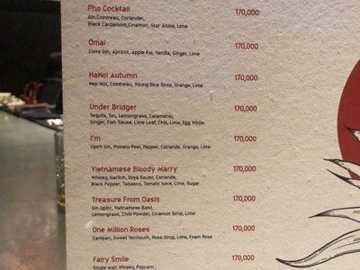 Trang thực đơn cocktail của Tê Bar với Pho Cocktail