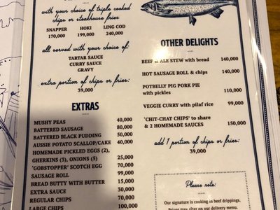 Trang thực đơn cá, món thêm và món khác của Union Jack's Fish & Chips